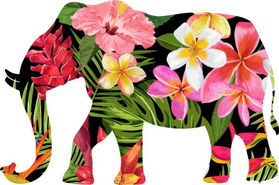 Dieren vinyl tapijt bloemenolifant silhouet - TenStickers