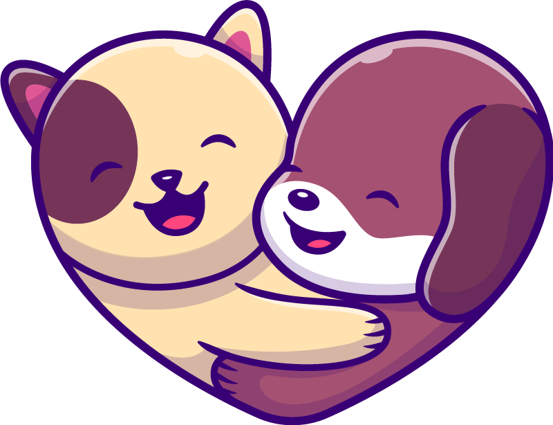 Dieren vinyl tapijt schattige dieren omhelzing - TenStickers