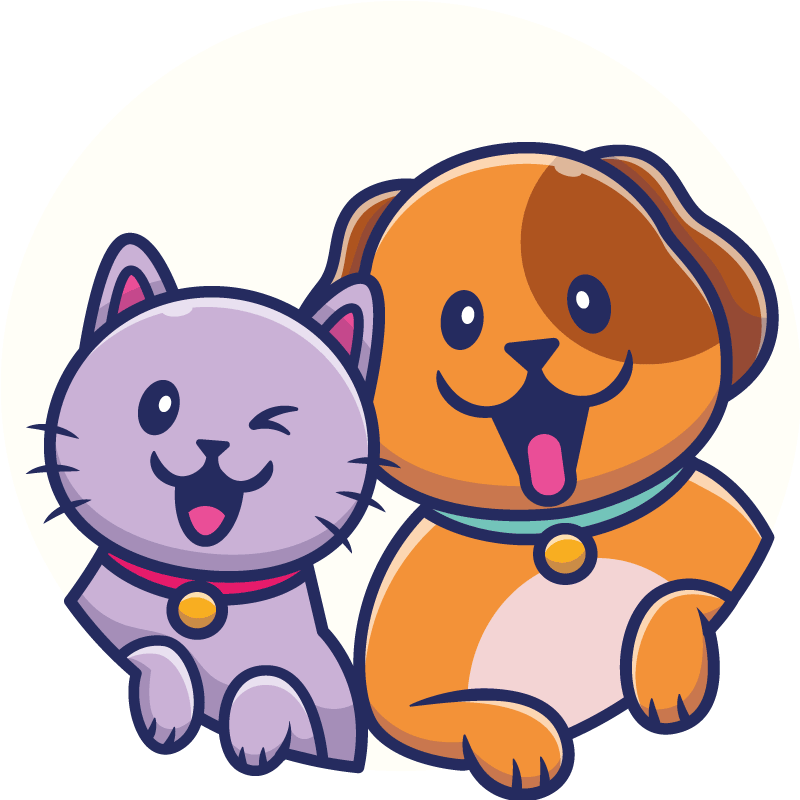 Dieren vinyl tapijt speelse kat hond - TenStickers