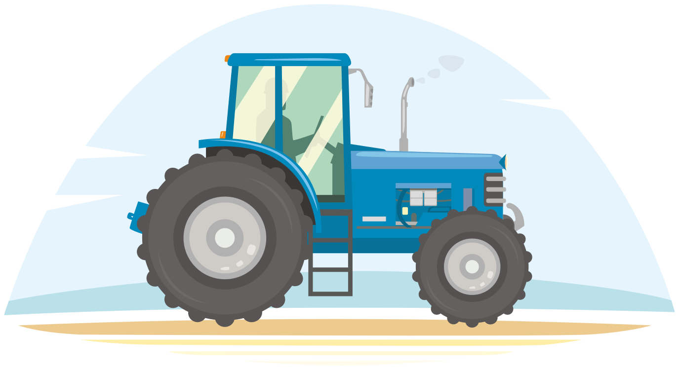 Dieren vinyl tapijt blauwe tractor illustratie - TenStickers
