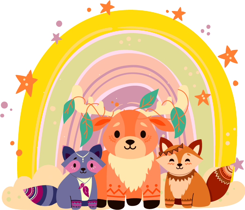 Dieren vinyl tapijt schattig wezens trio - TenStickers