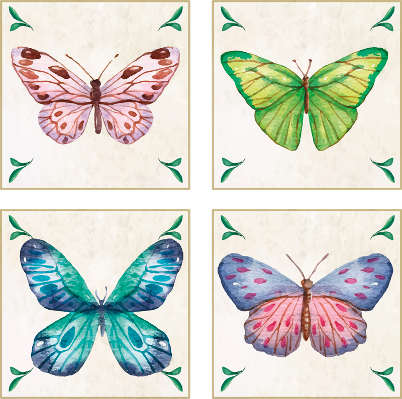 Dieren vinyl tapijt met levendige vlinder ontwerpen - TenStickers