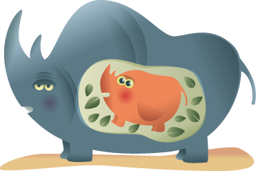 Dieren vinyl tapijt zwangere neushoorn moeder - TenStickers