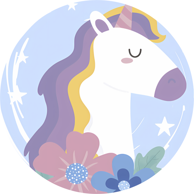 Dieren vinyl tapijt met eenhoorn met fel haar - TenStickers