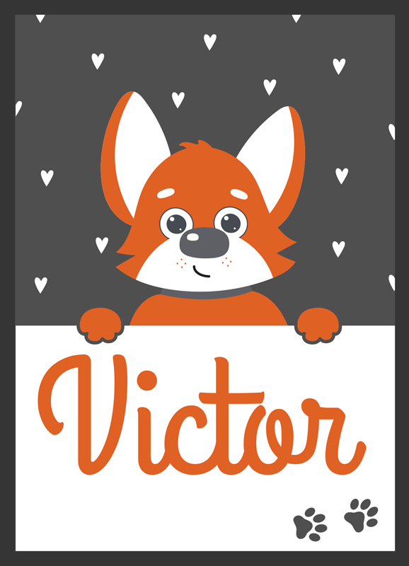 Dieren vinyl tapijt honden kind poster met naam - TenStickers