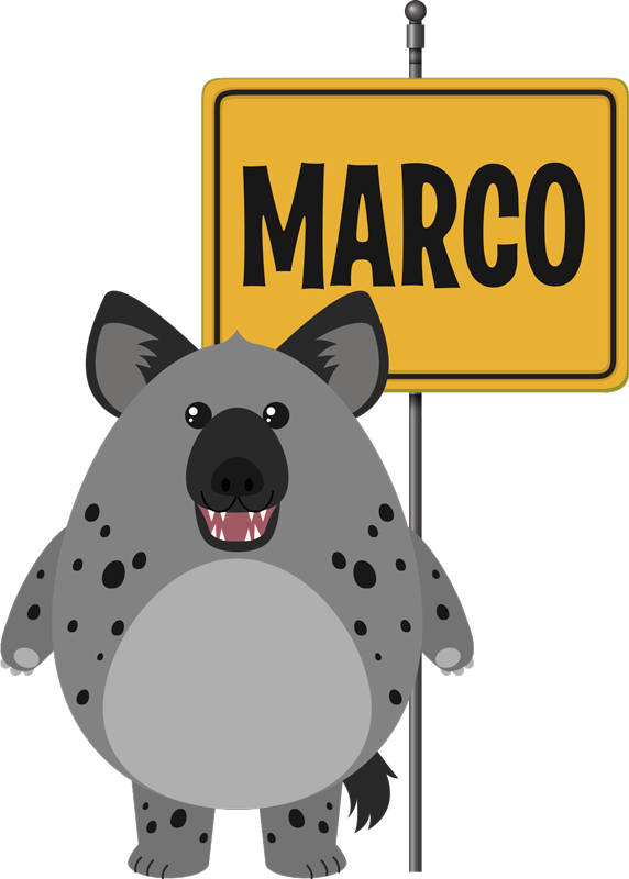 Dieren vinyl tapijt wilde hyena met naam - TenStickers