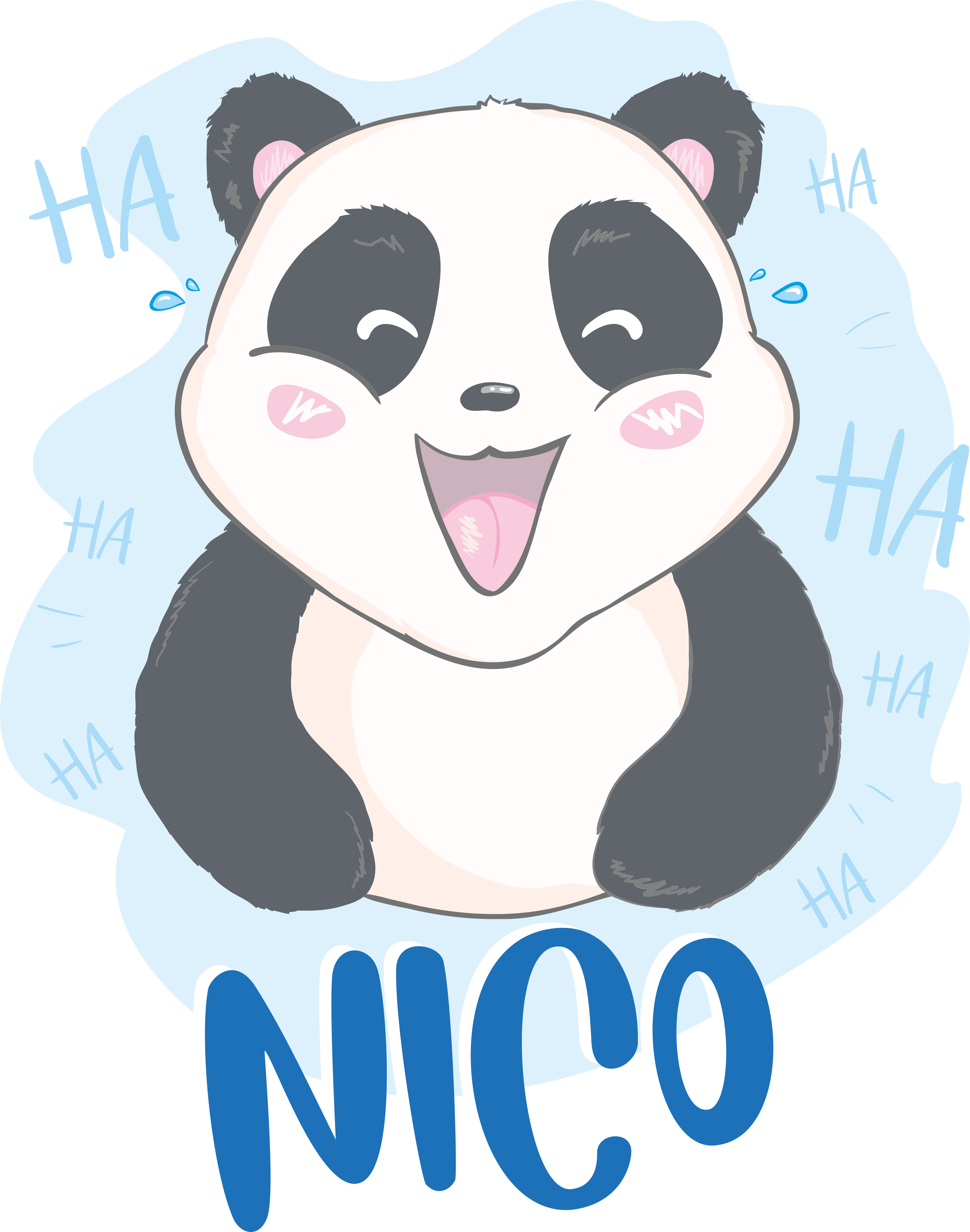 Dieren vinyl tapijt baby panda verrast met naam - TenStickers