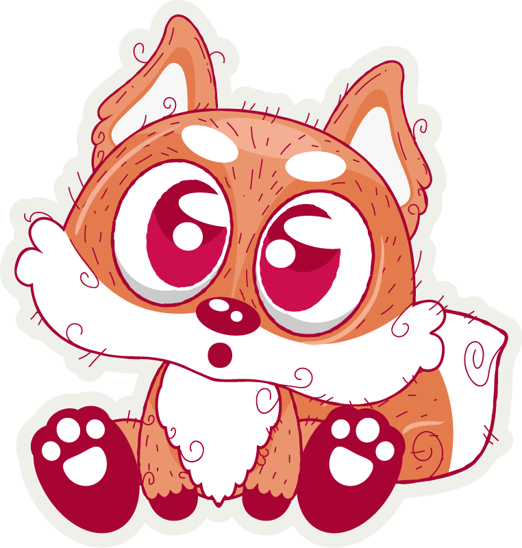 Dieren vinyl tapijt schattige anime vos - TenStickers