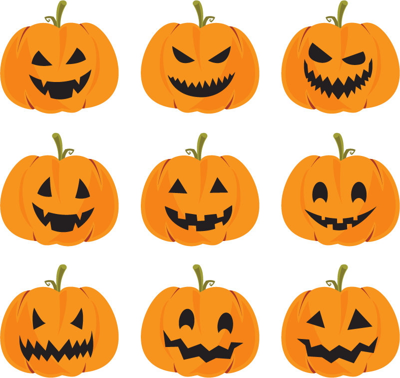 Vinyl tapijt halloween pompoenset - TenStickers