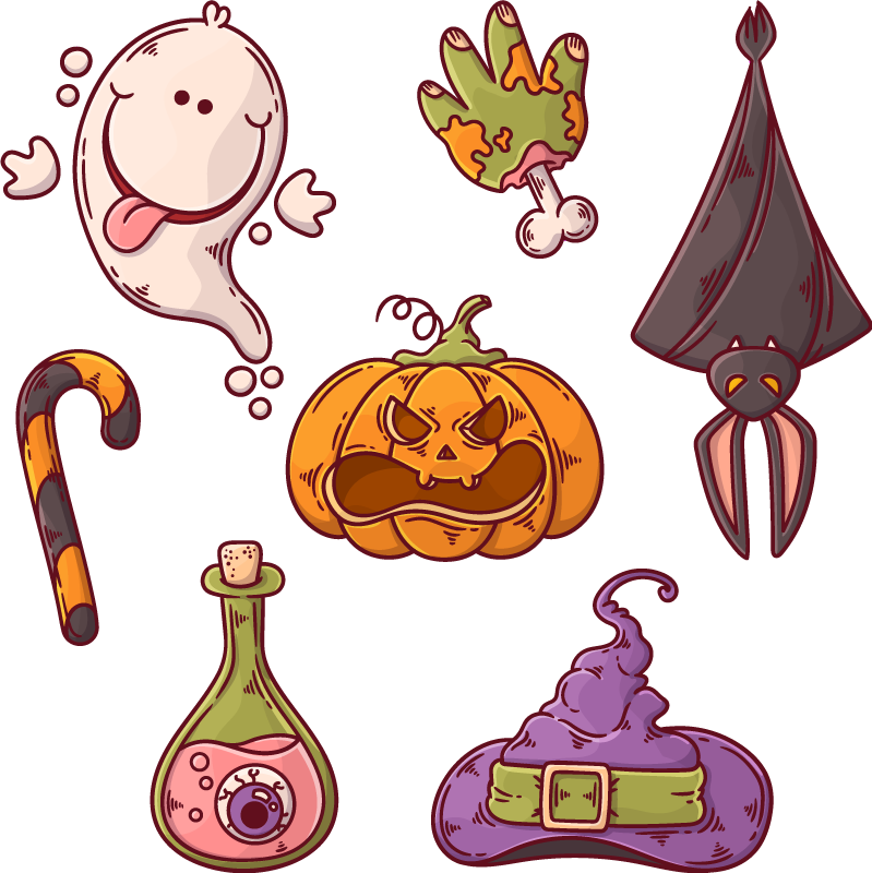 Vinyl tapijt halloween figuren - TenStickers