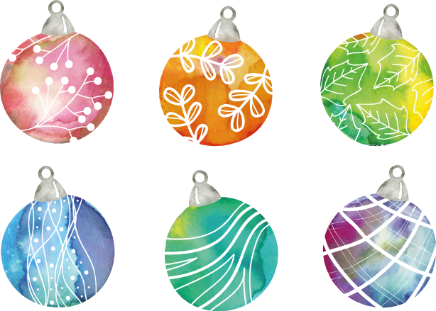 Vinyl tapijt kerstmis aquarel kerstballen - TenStickers