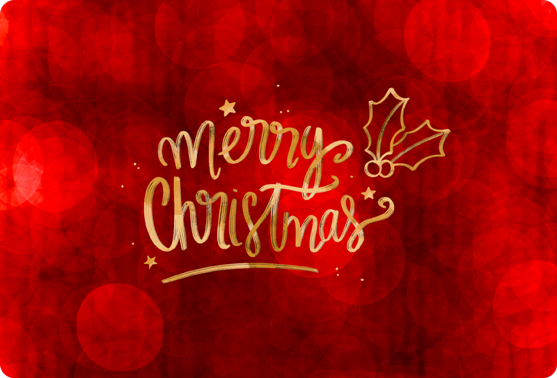 Vinyl tapijt kerstmis merry christmas in rood laptop - TenStickers