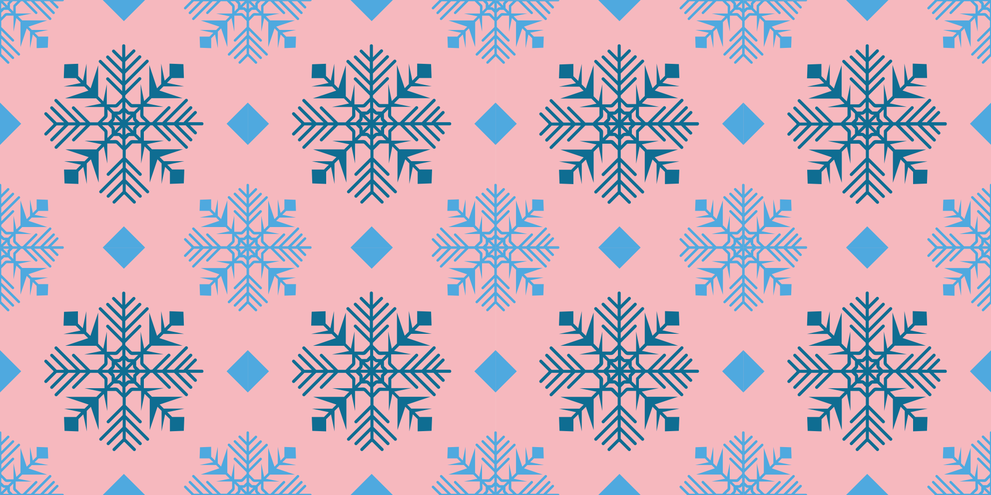 Vinyl tapijt kerstmis roze en blauwe sneeuwvlokken - TenStickers