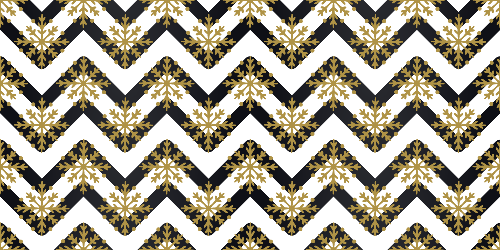 Vinyl tapijt kerstmis gouden sneeuwvlokken op zigzagstripes - TenStickers