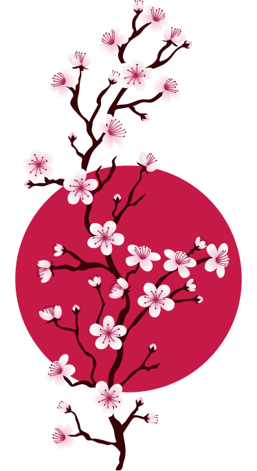Vinyl tapijt bloemen en planten japanse kersentakjes - TenStickers