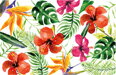 Vinyl tapijt bloemen en planten kleurrijke monstera - TenStickers