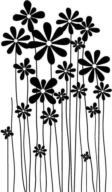 Vinyl tapijt bloemen en planten grote zwarte bloemen - TenStickers