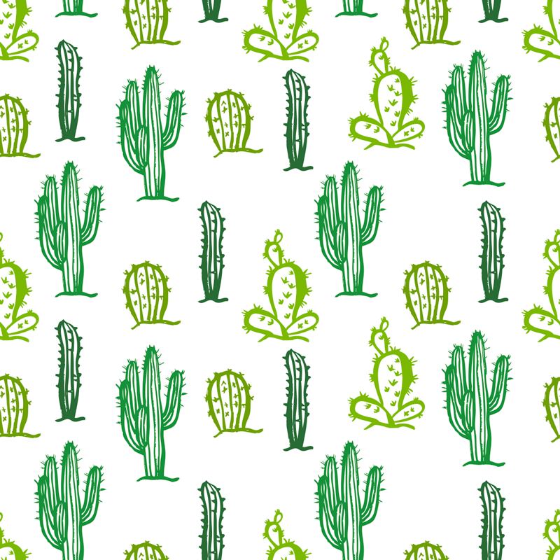 Vinyl tapijt bloemen en planten groene cactusstijl - TenStickers