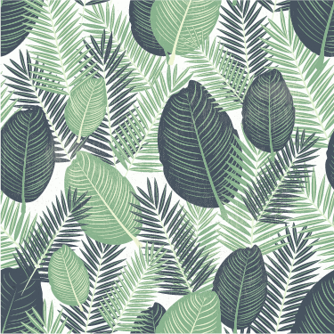 Vinyl tapijt bloemen en planten groene grote planten - TenStickers
