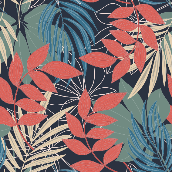 Vinyl tapijt bloemen en planten modern elegant patroon - TenStickers