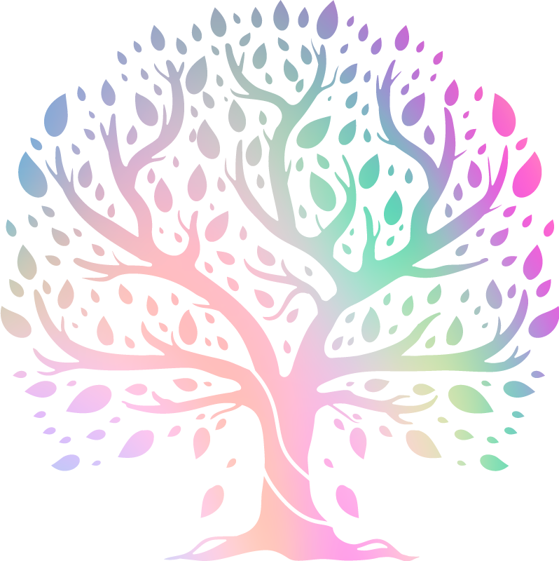 Vinyl tapijt bloemen en planten levensboom regenboogkleuren - TenStickers