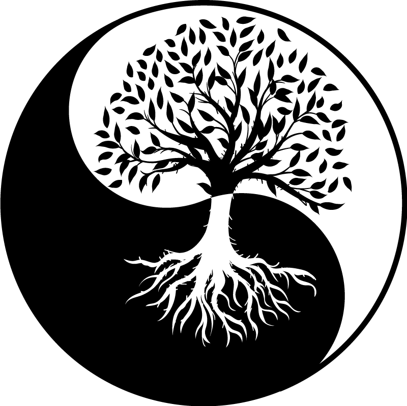 Vinyl tapijt bloemen en planten levensboom yin en yang - TenStickers