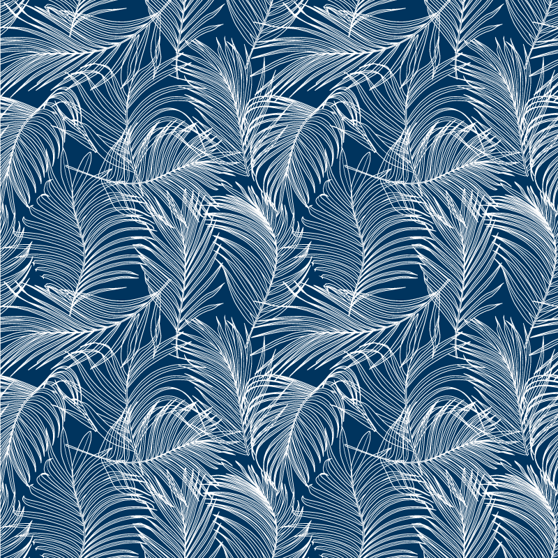 Vinyl tapijt bloemen en planten elegante blauwe bladeren - TenStickers