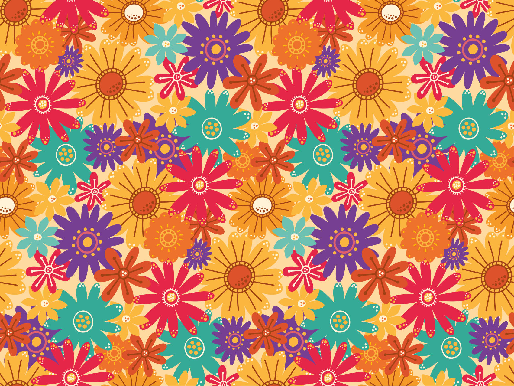 Vinyl tapijt bloemen en planten veel bloemen - TenStickers