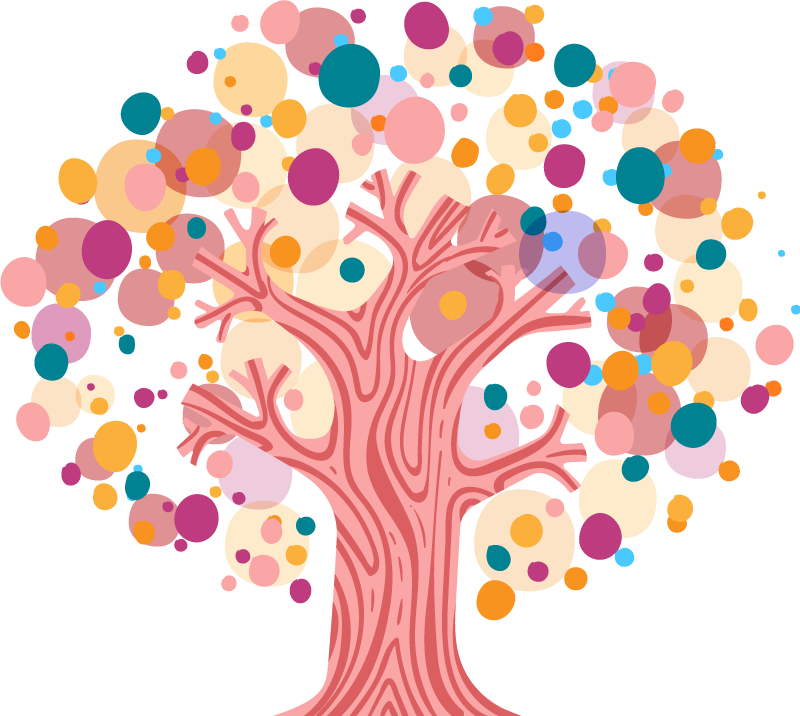 Vinyl tapijt bloemen en planten kleurrijke boom silhouet - TenStickers