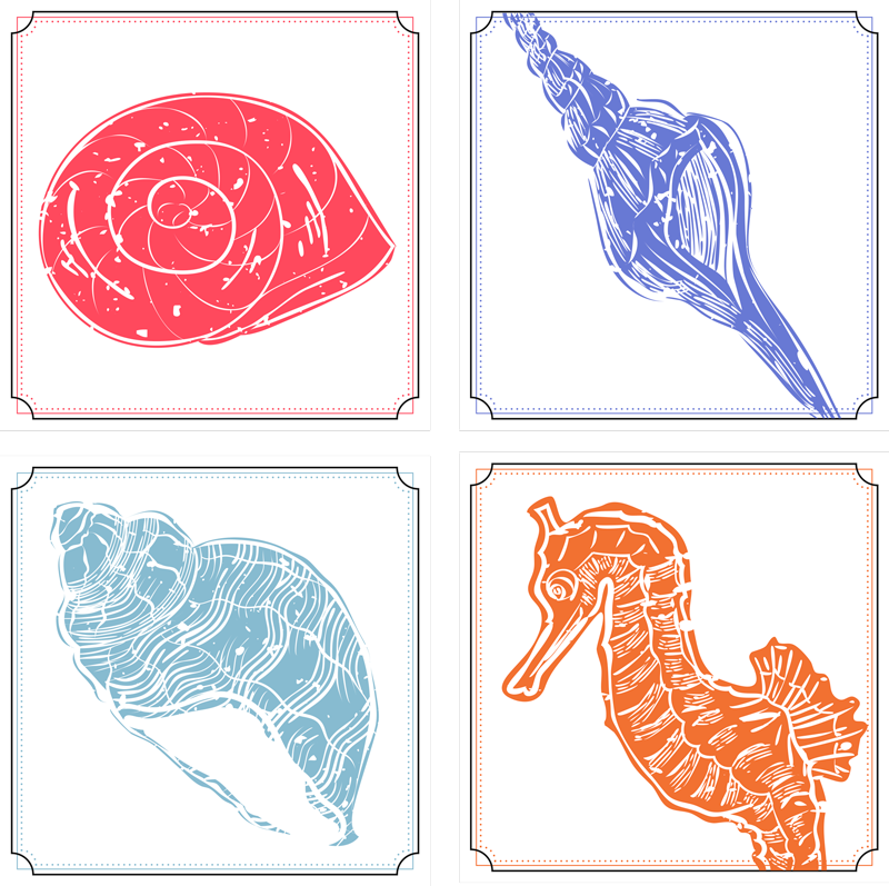 Vinyl tapijt bloemen en planten zeedieren motieven - TenStickers