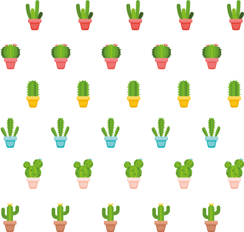 Vinyl tapijt bloemen en planten cactussen patroon - TenStickers