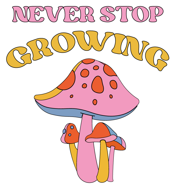 Vinyl tapijt bloemen en planten speelse paddenstoelen groei - TenStickers