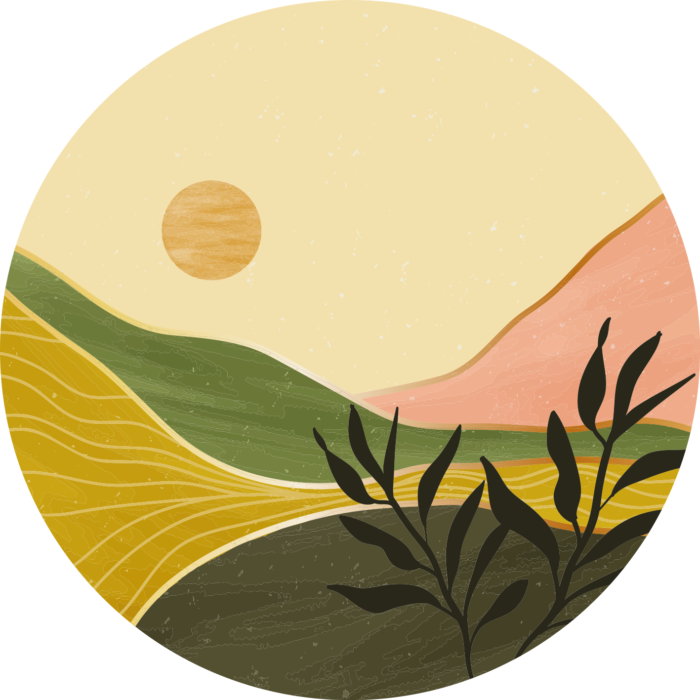 Vinyl tapijt bloemen en planten rustige landschapsscene - TenStickers