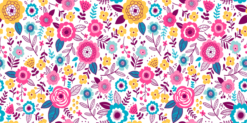 Vinyl tapijt bloemen en planten kallax roze bloemen - TenStickers