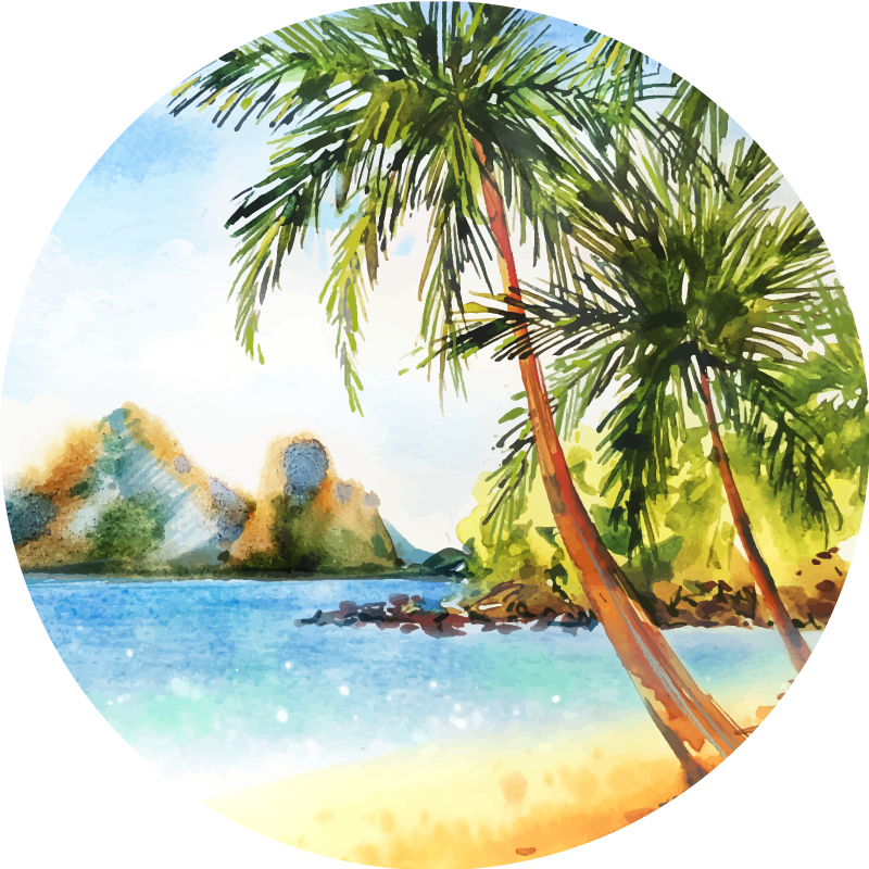 Vinyl tapijt bloemen en planten aquarel palmen - TenStickers