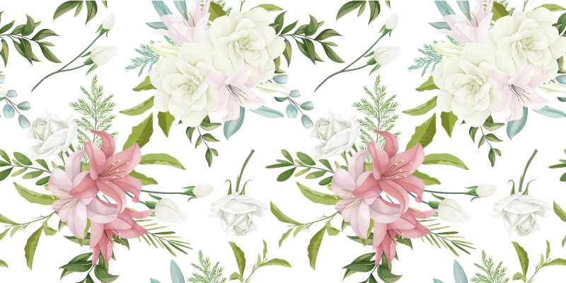 Vinyl tapijt bloemen en planten minimalistische tuin - TenStickers
