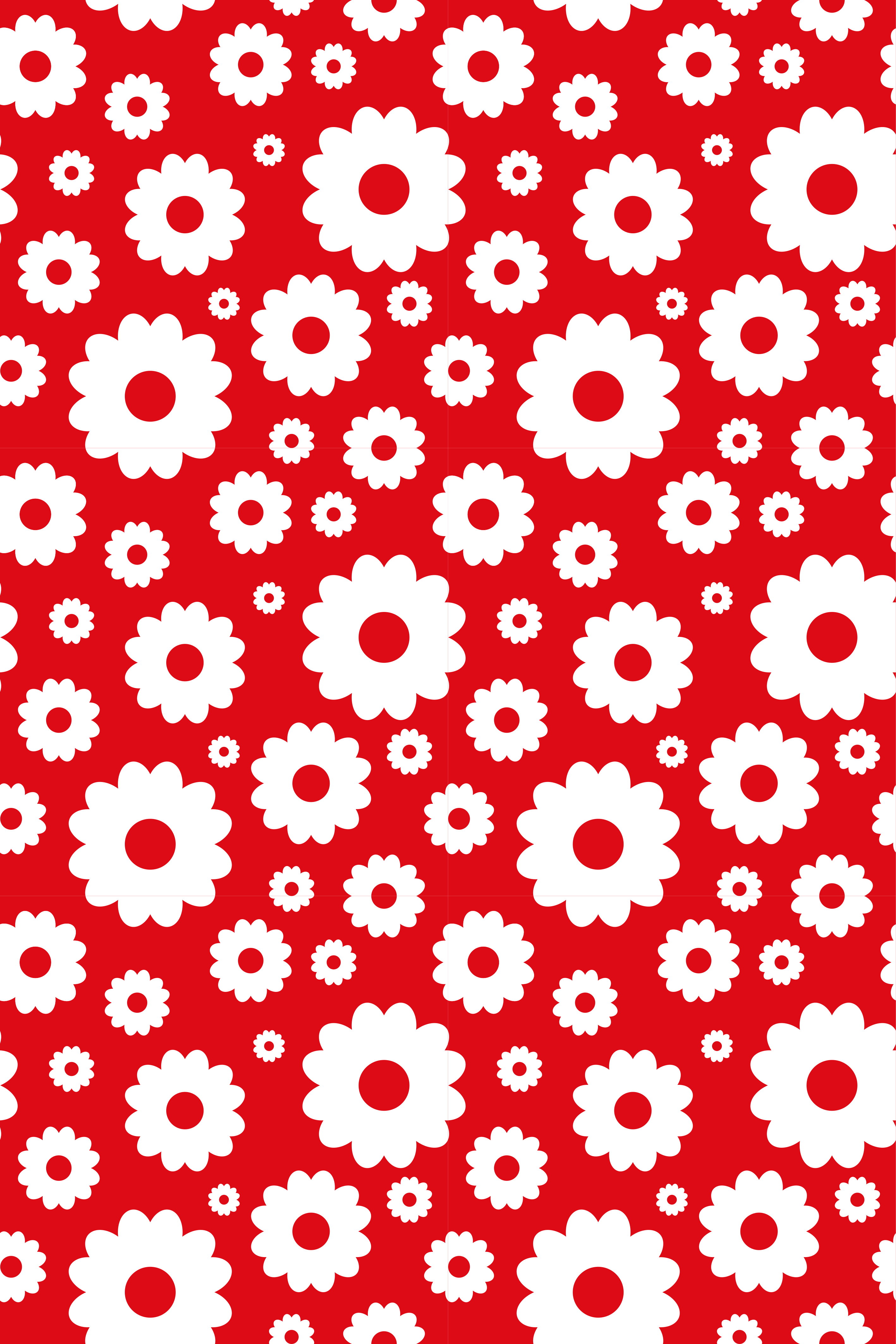 Vinyl tapijt bloemen en planten witte en rode madeliefjes - TenStickers