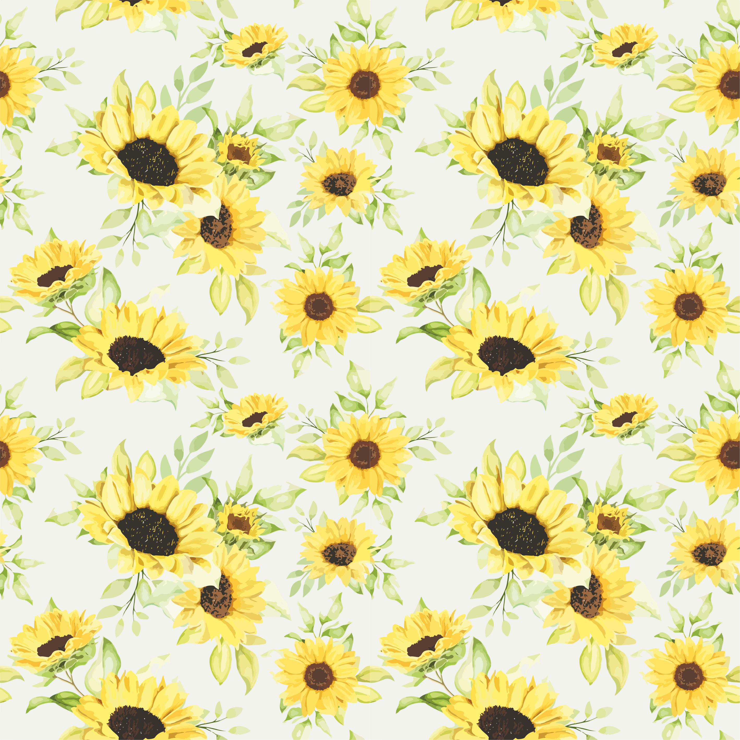Vinyl tapijt bloemen en planten aquarel zonnebloemen - TenStickers