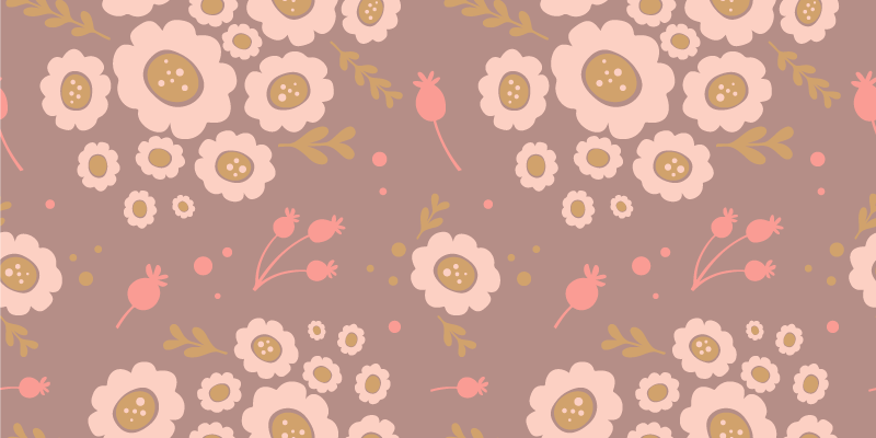 Vinyl tapijt bloemen en planten pastel gekleurde print - TenStickers