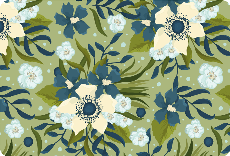 Vinyl tapijt bloemen en planten zomers kleurpatroon - TenStickers