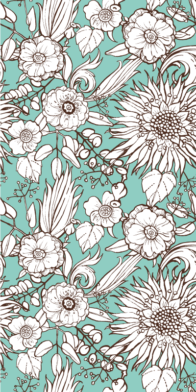 Vinyl tapijt bloemen en planten zonnebloemen patroon - TenStickers