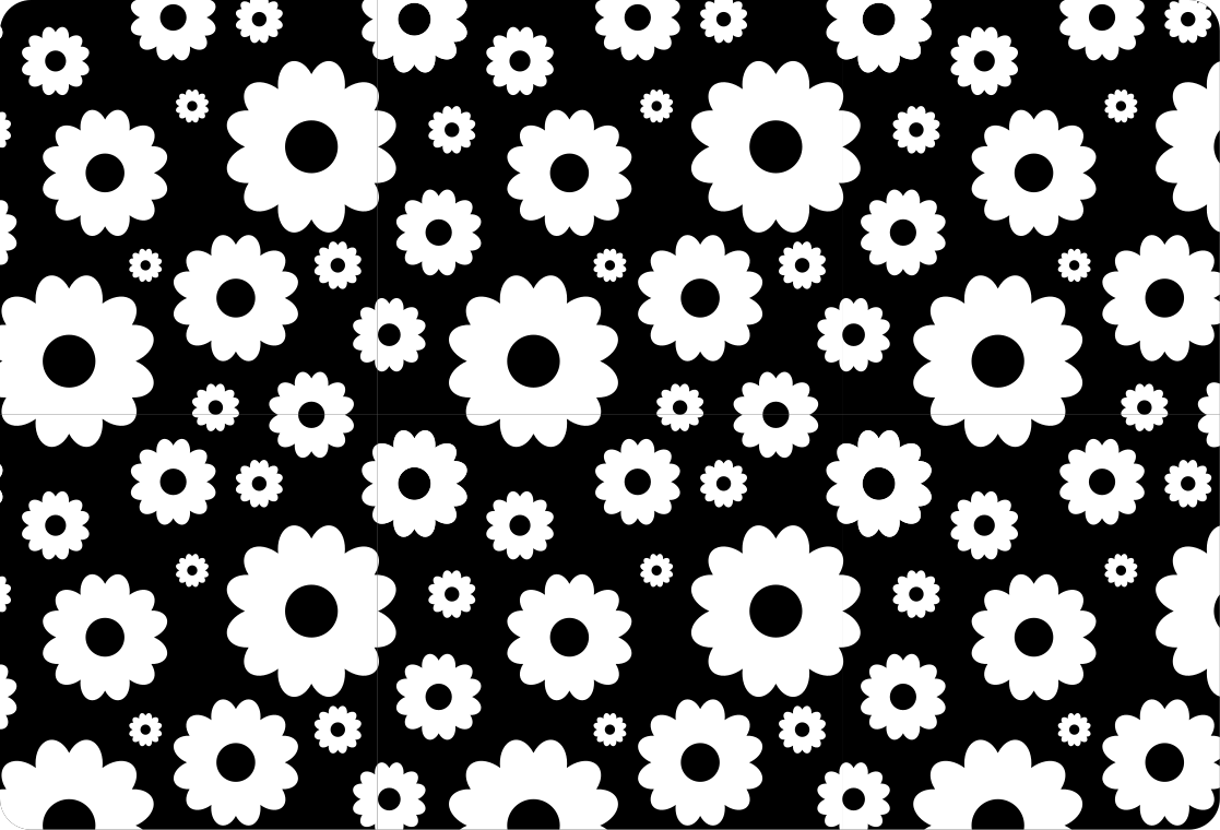 Vinyl tapijt bloemen en planten witte en zwarte madeliefjes - TenStickers