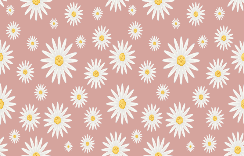 Vinyl tapijt bloemen en planten schattig roze madeliefje - TenStickers