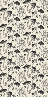 Vinyl tapijt bloemen en planten met paddenstoelen patroon - TenStickers