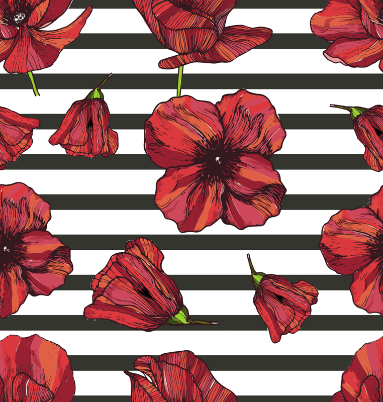 Vinyl tapijt bloemen en planten poolse klaprozen - TenStickers