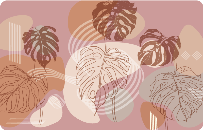 Vinyl tapijt bloemen en planten leaf doorlopende schets - TenStickers