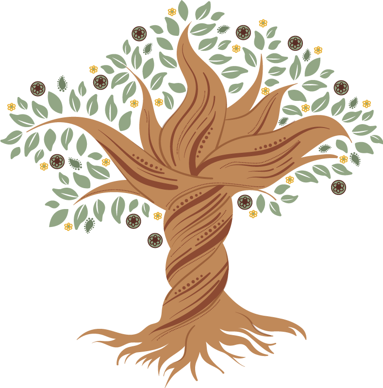 Vinyl tapijt bloemen en planten levensboom gedraaid - TenStickers