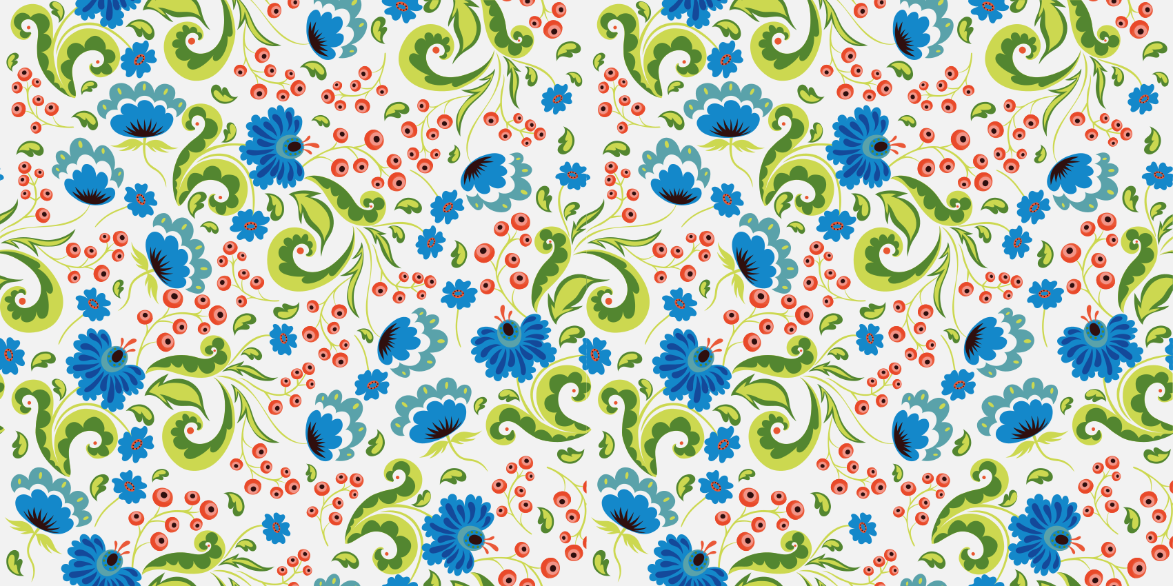 Vinyl tapijt bloemen en planten groen en blauwe bloemen - TenStickers