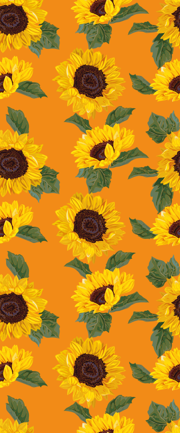 Vinyl tapijt bloemen en planten oranje zonnebloem - TenStickers