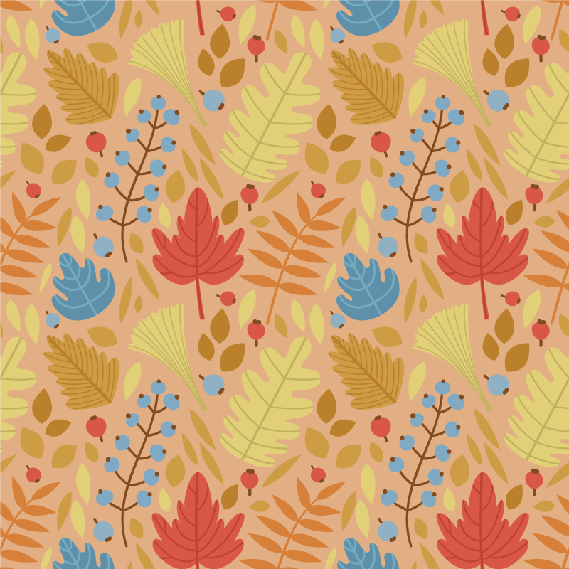 Vinyl tapijt bloemen en planten schattig herfstblad ontwerp - TenStickers